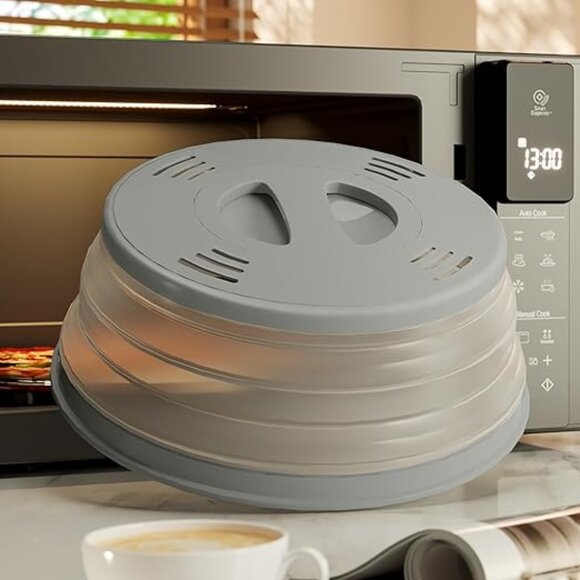 Other - Collapsible Magnetic Microwave Cover 11–12 Inch with Handle, Grey Splatter Guard
